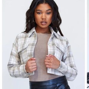 Princess Polly Jackie Jacket Plaid Cropped Button Shacket S/M